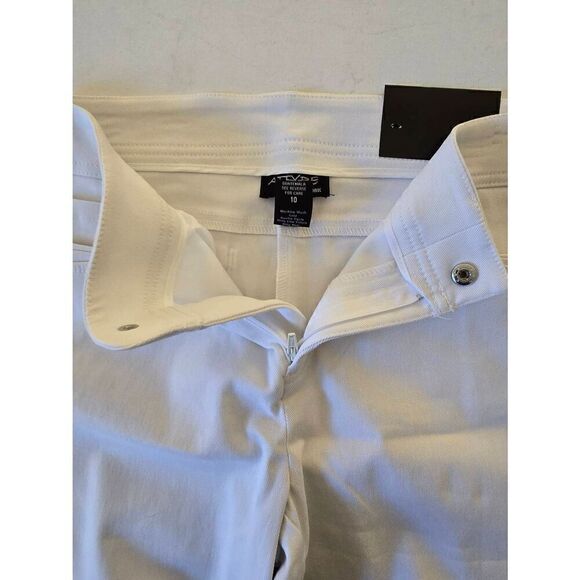 NWT Attyre Women's Audrey Embellished Hem Stretch Slim Ankle Pants White Size 10 - Picture 6 of 13